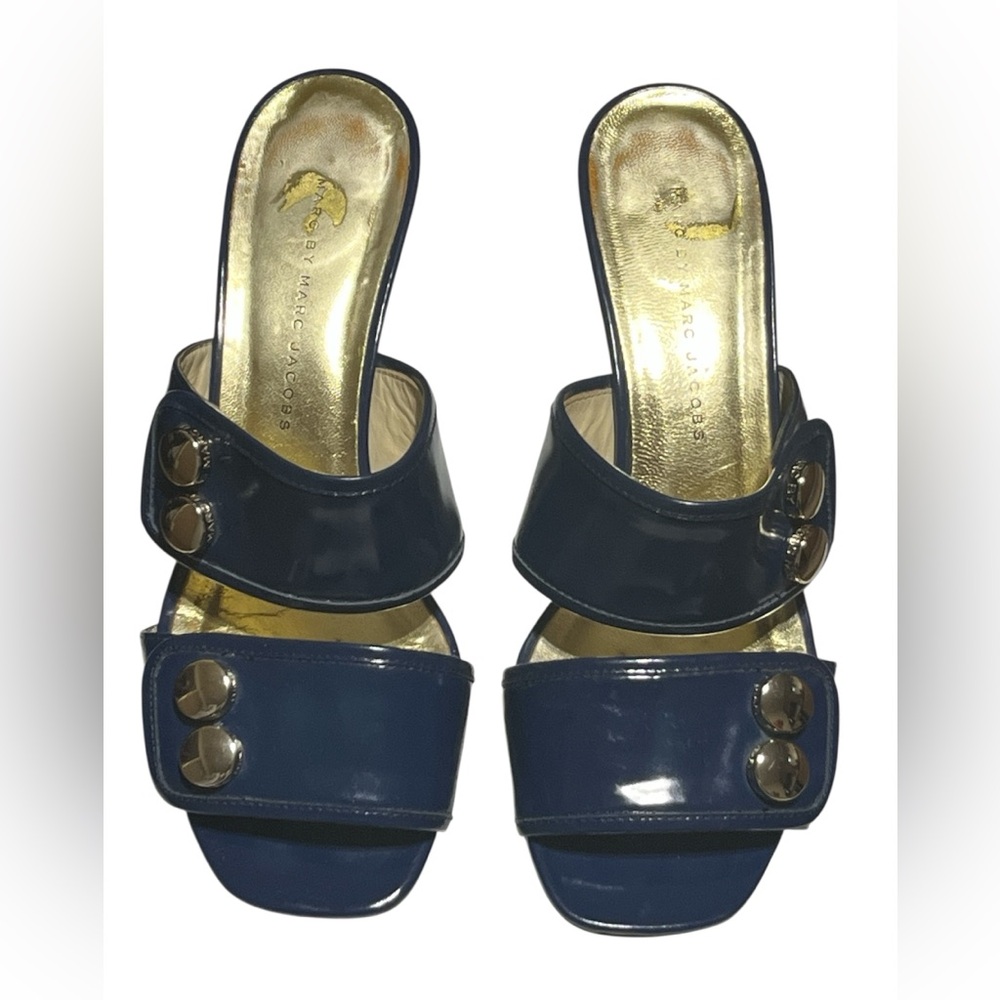 Marc Jacobs Blue Sandals with Gold Accents